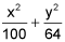 x squared divided by one hundred plus y squared divided by sixty four