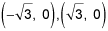 Ordered pair negative square root three comma zero and ordered pair square root three comma zero