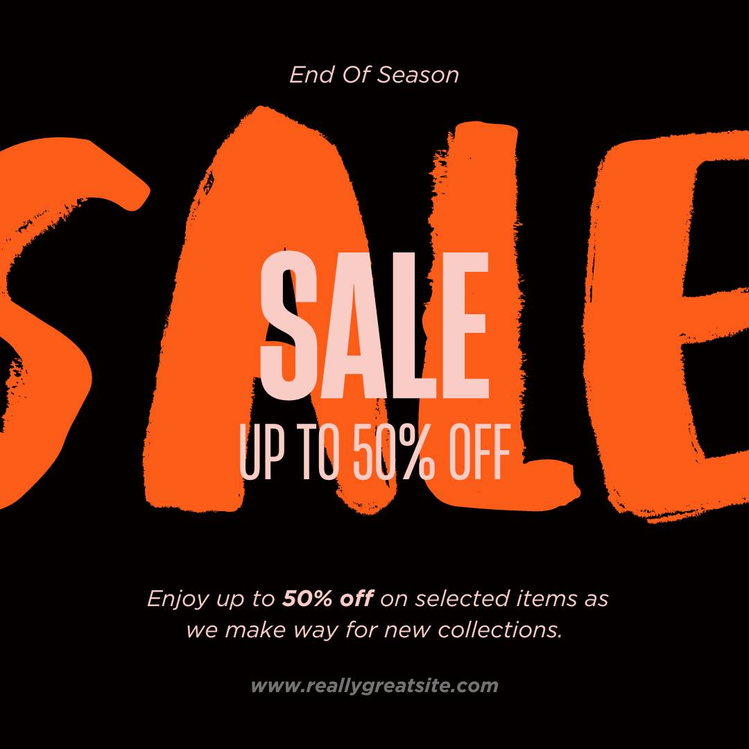 Sale advertisement up to 50% off for end of season