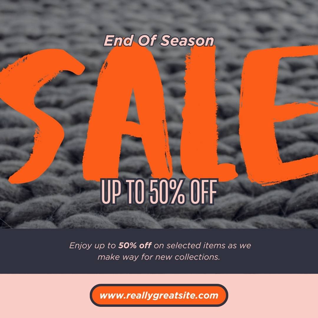 Sale advertisement up to 50% off for end of season