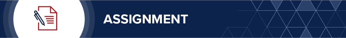 A banner with the word assignment.