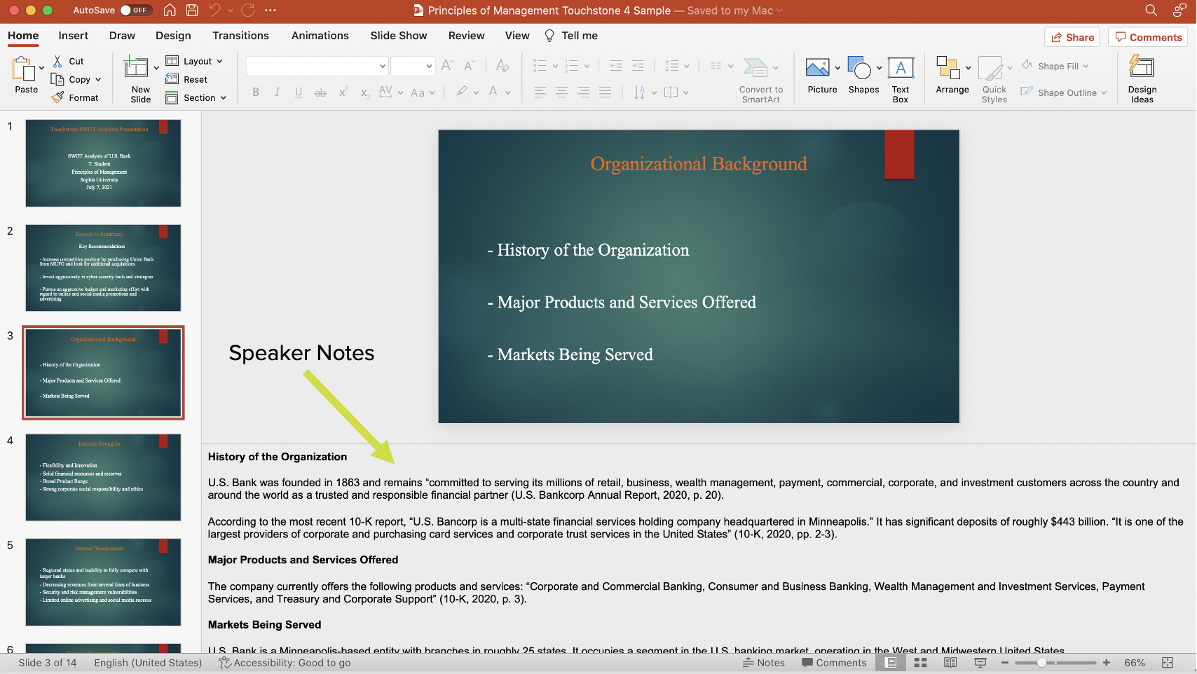 Sample Speaker Notes