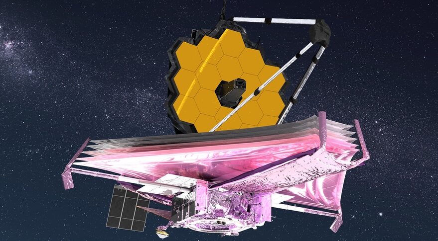Image of JWST showing three support beams.