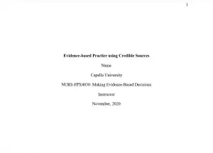 NURS FPX 4030 Assessment 1 Locating Credible Database and Research